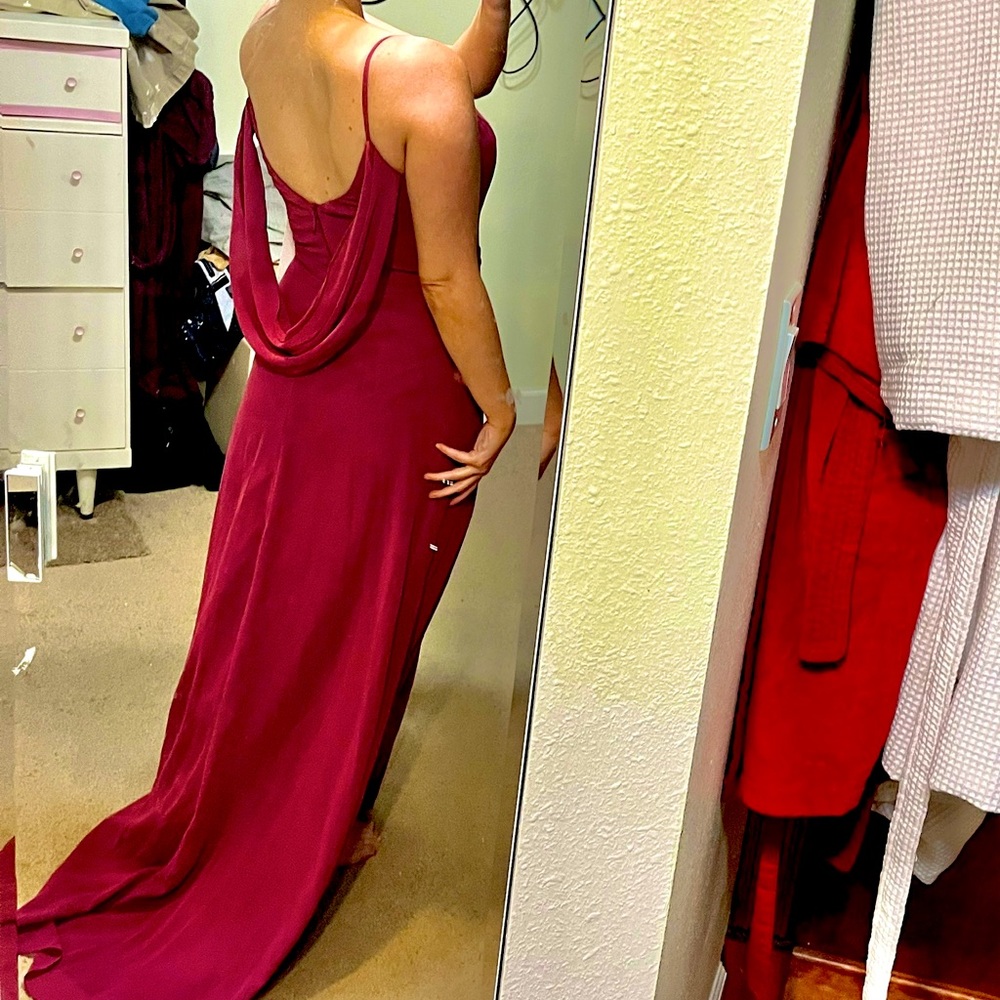 NWT Azazie- Candice- Burgundy Floor-length Gown- Size 4